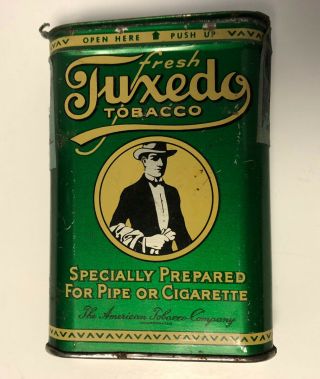 Vintage Tuxedo Tin Litho Tobacco Tin Can For Pipe Or Cigarette Smoke