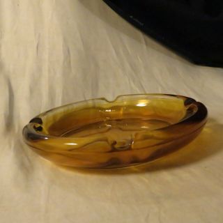 Large Vintage Amber Glass Ashtray