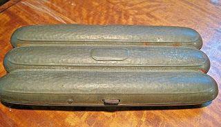 Vintage 3 Cigar Holder Case Hammered Aluminum Metal Tobacco