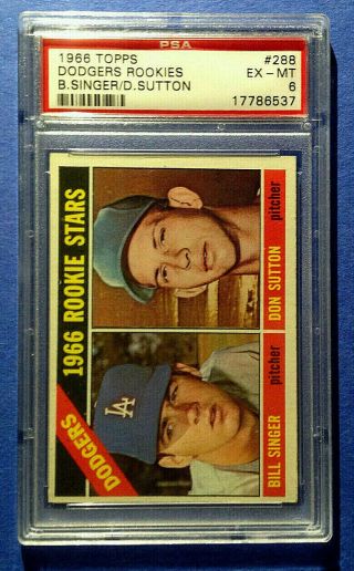 1966 Topps Rookie Stars Dodgers Don Sutton H.  O.  F.  (rc) - Psa 6 Ex - Mt