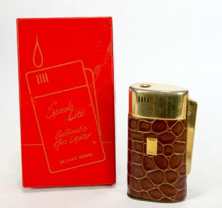 Vintage Spark Lite Automatic Gas Lighter,  De Lux Table Lighter With Box
