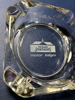 Vintage Howard Johnson ' s Glass Ashtray Restaurants & Motor Lodges Heavy Glass 3