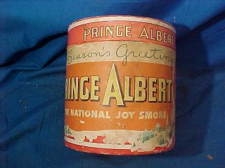 1940s Prince Albert Pipe Tobacco Cardboard Xmas Canister W Santa Claus Image