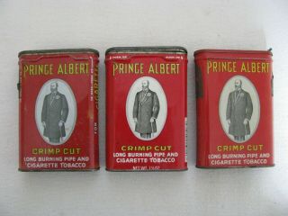 Set Of Three Vintage Prince Albert Crimp Cut Tobacco Tins - Have Others