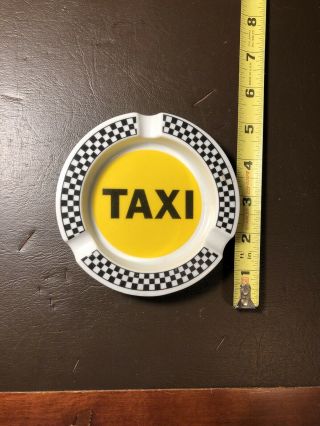 Vintage 1979 Vandor Yellow Checkered Taxi Cab Ceramic Ashtray -