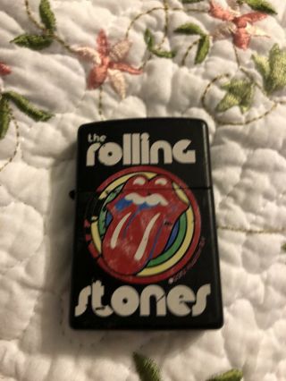 2012 Zippo Windproof Lighter The Rolling Stones Tongue Lips Black Matte