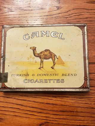 Vintage Camel Cigarettes Flat 50 Turkish & Domestic Blend Tobacco Tin