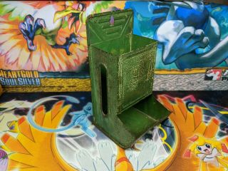 Vintage Antique Tin Metal Wall Mount Match Box Holder - Green Patina 2