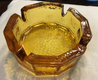 Vintage Textured Amber Glass Ashtray Gold Brown 4 Inch Mid Century Modern Mcm