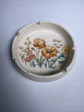Vintage Treasure Craft Ashtray 6” Floral Made In Usa