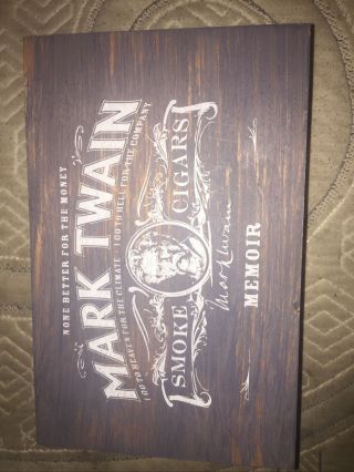 Mark Twain Memior Empty Wooden Cigar Box (20 Hand Made No.  3,  6 1/4 " X 64)