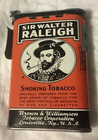 Vintage Sir Walter Raleigh Smoking Tobacco Tin (empty).  4.  5 " Tall 3 " Length