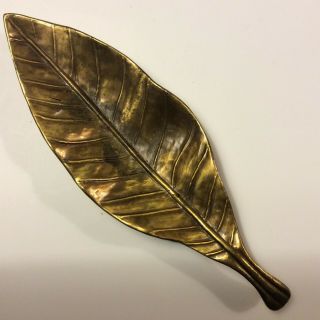 Vintage Rj Reynolds Tobacco Leaf Ashtray Paperweight Trinket Tray {brass}