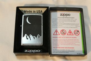 2000 Zippo Lighter Special Edition Marlboro Crescent Moon Over Mountains