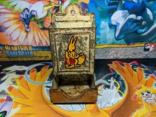 Vintage Antique Tin Metal Wall Mount Match Box Holder - " Bunny  Rabbit " Decal