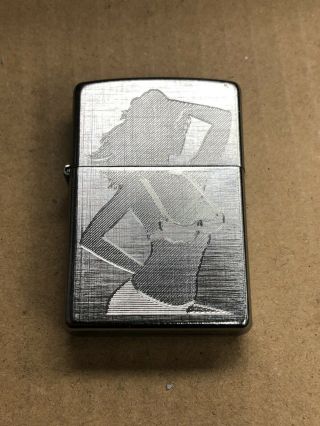 Pinup Style Zippo - Pinup Engraved Into Brushed Chrome Zippo Lighter