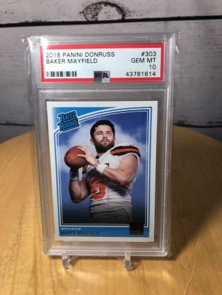 2018 Panini Donruss Baker Mayfield Rated Rookie Rc 303 Psa 10