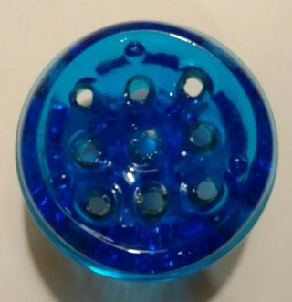 Vintage Aqua Blue Glass Flower Frog 3.  5 