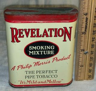 Antique Revelation Smoking Mixture Tin Litho Vertical Pocket Tobacco Can Vary 4