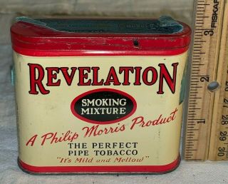 Antique Revelation Smoking Mixture Tin Litho Vertical Pocket Tobacco Can Vary 2