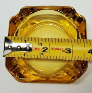 Vintage Amber Glass Ashtray Gold Brown Square Small 3 - 3/4 