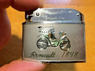 Rare Renault 1898 Car Auto Brother Lite Vintage Japan Flat Lighter Advertising