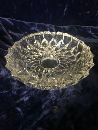Vintage Heavy Crystal Cut Lead Diamond Clear Glass Ashtray