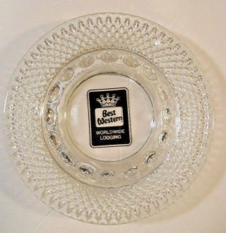 Vintage Best Western Worldwide Lodging Diamond Point Hobnail Clear Glass Ashtray
