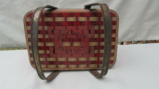 Vintage Dixie Queen Plug Cut Tobacco Tin W Handles / 5 1/4 " By 7 5/8 " By 4 " Tall