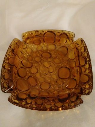 Large Vintage Amber Glass Ashtray In.  70s
