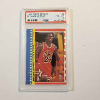 1987 - 1988 Fleer Sticker Michael Jordan 2 Basketball Card - Graded Psa 4