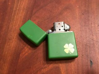 Zippo Matte Green Irish Shamrock Four Leaf Clover Cigarette Lighter
