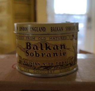 Vintage 2oz Balkan Sobranie Smoking Mixture Tobacco Tin Advertising Collectable