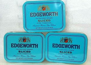 3 Vintage Edgeworth Pipe Tobacco 3 1/2 Oz Tins (empty)