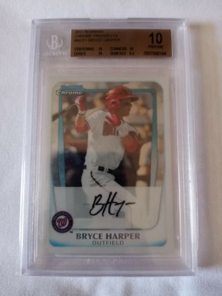 Bryce Harper Rookie Card Rc 2011 Bowman Chrome Prospects Bgs 10 Nationals Psa?