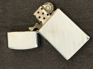 Vintage Silver Slim Zippo Pocket Cigarette Lighter Plaid & Pinstripes Pattern