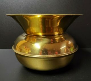 Vintage Brass Spittoon,  Made In England.  4 1/2 " Tall,  6 1/8 " Diameter At Top.