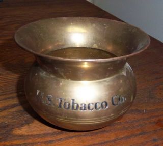 Vintage Brass Us Tobacco Co.  Spittoon