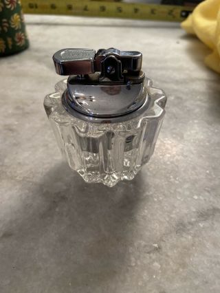 Vintage Art Deco Crystal Glass Table Lighter Prince Collectors Item