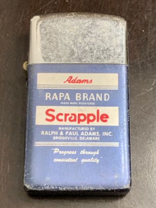 Vintage 1950s Park Chrome Cigarette Lighter Adams Rapa Brand Scrapple