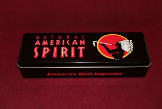 Natural American Spirit Collectible Cigarette Tobacco Black Metal Carton Tin