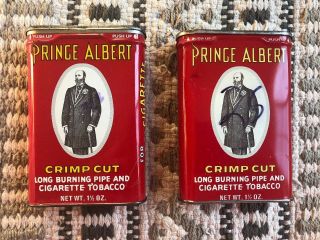 Prince Albert Crimp Cut Tobacco Tin Can,  Pipe/cigarette Vintage 2 Cans