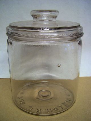 Circa - 1900 R.  J.  Reynolds Factory District 256 Glass Tobacco Humidor Jar W/ Lid