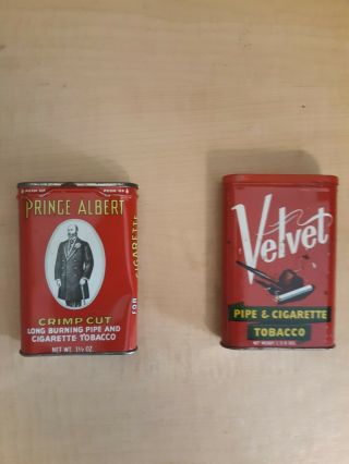 Two Tins: Prince Albert & Velvet Tobacco Tin Vintage Antique