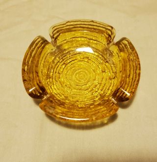 Vintage Gold Amber Glass Ashtray Round Retro Small