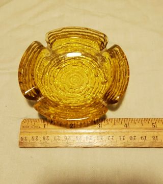 Vintage Gold Amber Glass Ashtray Round Retro Small 3