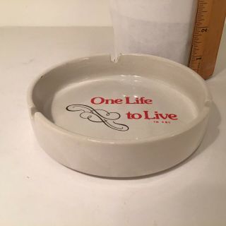 Vintage White Ceramic ABC One Life to Live Ashtray - Imports Inc.  Made In Korea 2