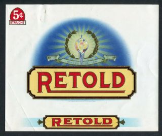 Old Retold Cigar Label - Gold Trim,  Light Bulb,  " Edison 
