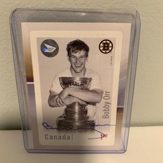 2017 Canada Post Hockey Legends Bobby Orr Autograph Auto Stamp Card Boston Bruin