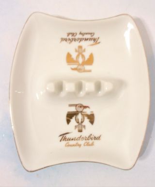 Vtg.  Porcelain Advertising Ashtray Thunderbird Country Club Ashtray Specialty